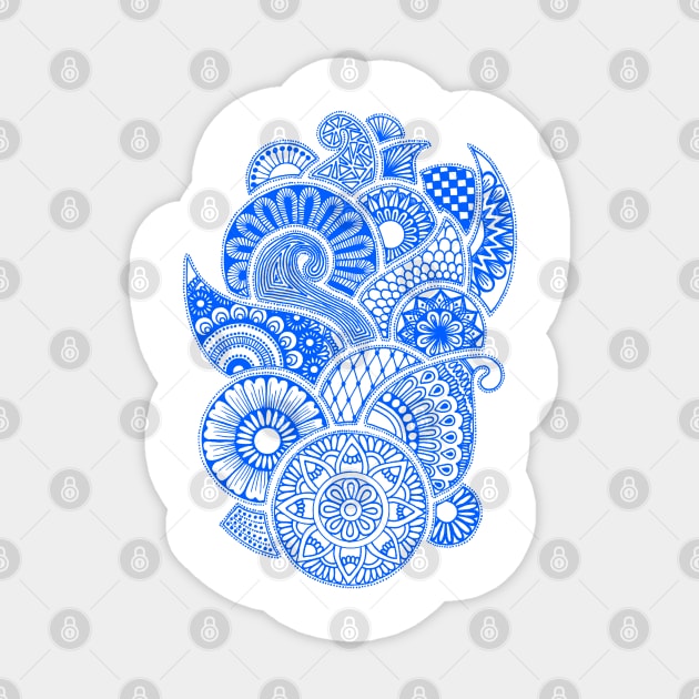 Abstract Mandala design (dark blue on white) Sticker by calenbundalas